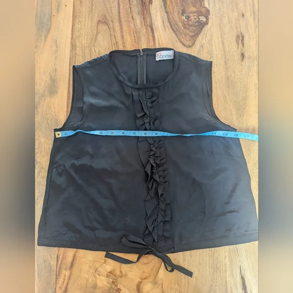 Red Valentino Black Ruffle Front Blouse - Picture 2 of 7